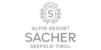 Alpin Resort Sacher logo. Luxury hotel in Seefeld, Tirol. Elegant design with S emblem.
