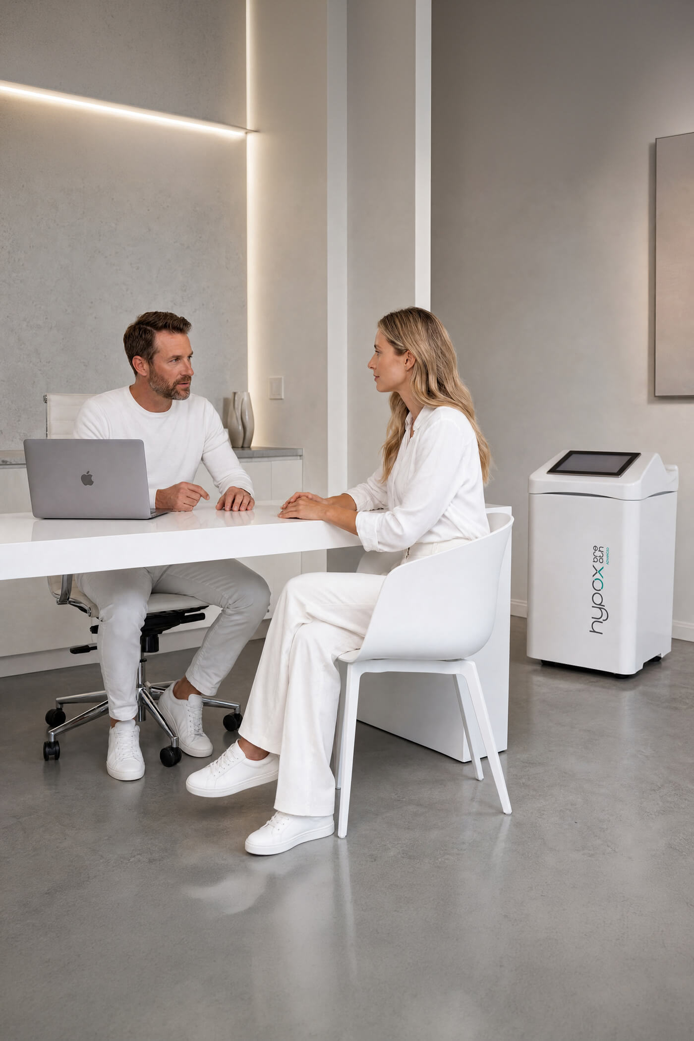 Gespräch über ein Geräteprojekt in einem hellen Studio