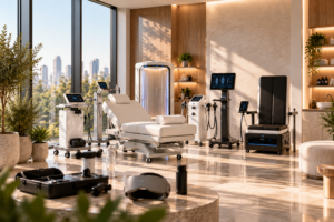 Professional biohacking devices in a modern wellness clinic