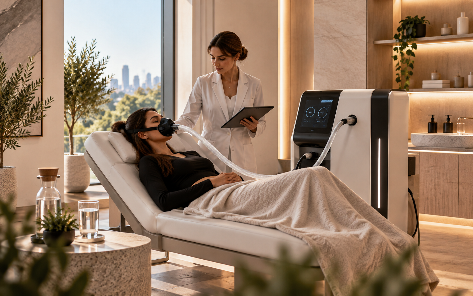 IHHT machine used for intermittent hypoxic hyperoxic training in a modern wellness clinic