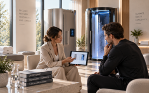 Electric whole-body cryotherapy chamber in a modern wellness clinic