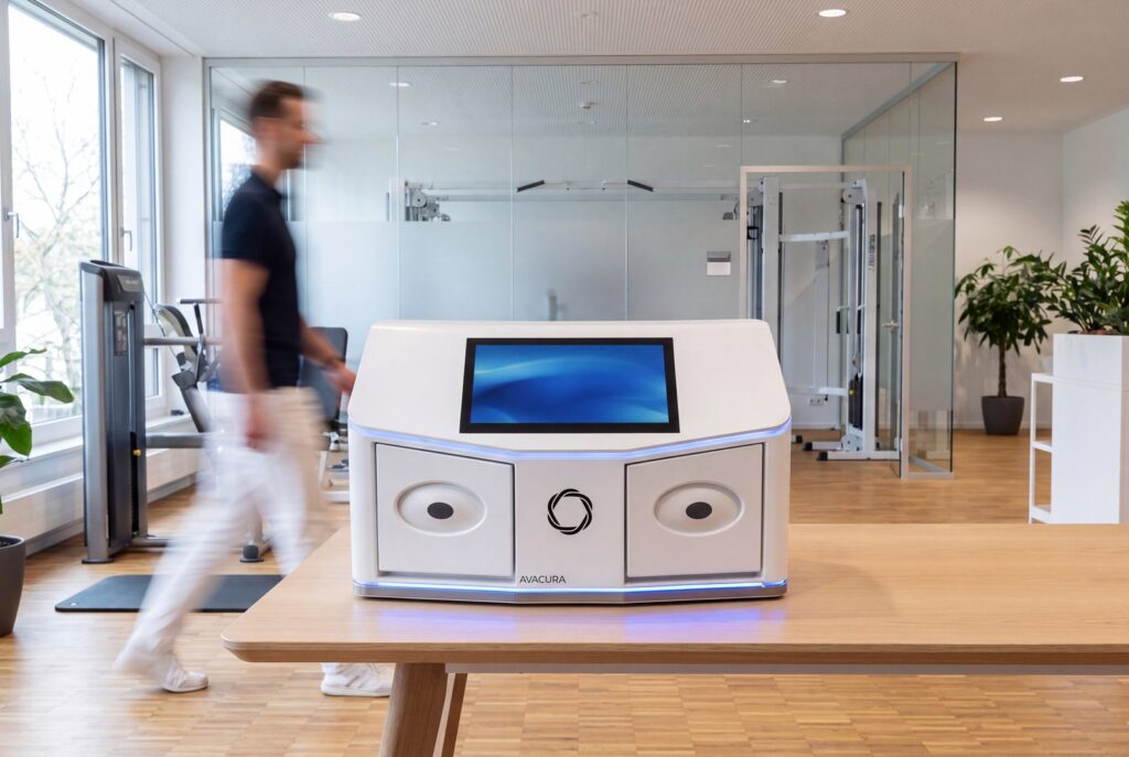 AVACURA® device on a table in a bright physiotherapy practice
